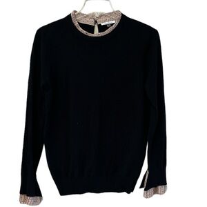 Vila Milano Sweater Size M Long Sleeve Polka Dot Ruffle Neck & Cuffs Wool Blend